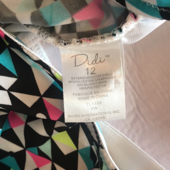 2/$15 Didi Beachwear Geometric 90s Style One Piece Bathing Suit, Size 12 - Picture 9 of 13